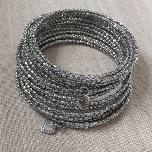 Stella & Dot bracelet silver coil layered slinky